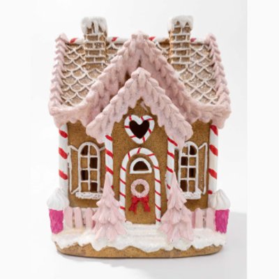Figura decorativa navideña de casa de jengibre